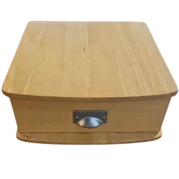 Vintage solid wood ROLODEX desk top organizer with built-in card File drawer - Picture 2 of 12